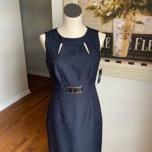 Tahari Size 6 NWT Dark Blue Shift Dress